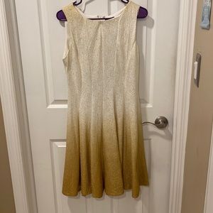 Gold and white mid length dress